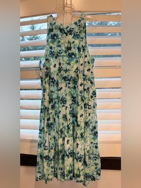 Torrid Floral Tiered Summer Dress in Teal and Green